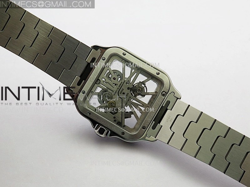 Santos Skeleton SS Rich Factory 1:1 Best Edition Skeleton Green Dial 9611MC Super Clone
