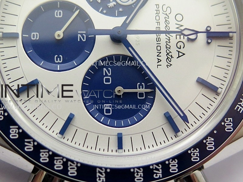 Speedmaster Professional Snoopy SS SMF 1:1 Best Edition Silver Dial Blue Marker On Blue Nylon Strap A3861