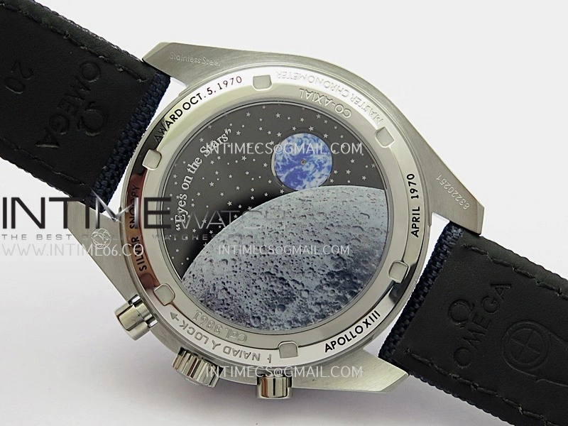 Speedmaster Professional Snoopy SS SMF 1:1 Best Edition Silver Dial Blue Marker On Blue Nylon Strap A3861