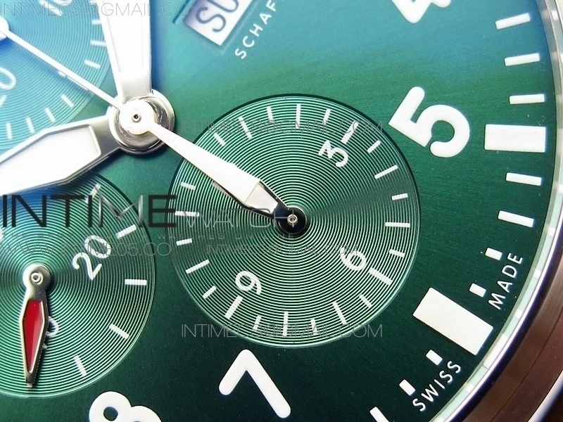 Pilot Chrono Spitfire IW377726 SS ZF 1:1 Best Edition Green Dial on Brown Leather Strap A7750