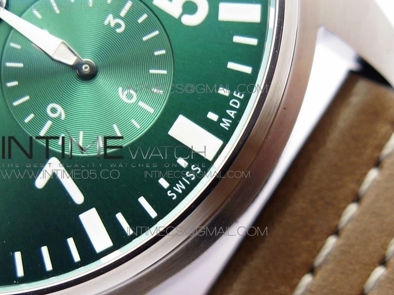 Pilot Chrono Spitfire IW377726 SS ZF 1:1 Best Edition Green Dial on Brown Leather Strap A7750