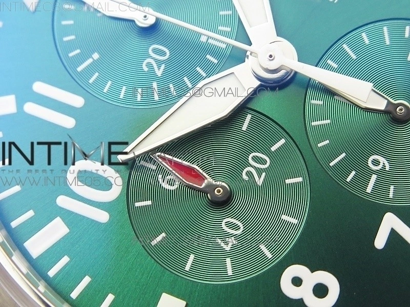 Pilot Chrono Spitfire IW377726 SS ZF 1:1 Best Edition Green Dial on Brown Leather Strap A7750