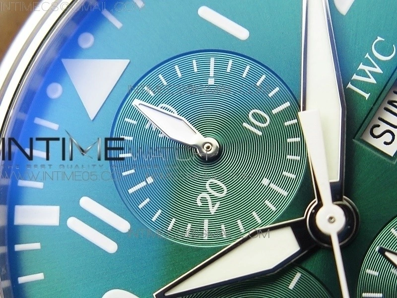 Pilot Chrono Spitfire IW377726 SS ZF 1:1 Best Edition Green Dial on Brown Leather Strap A7750