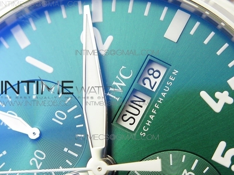 Pilot Chrono Spitfire IW377726 SS ZF 1:1 Best Edition Green Dial on Brown Leather Strap A7750
