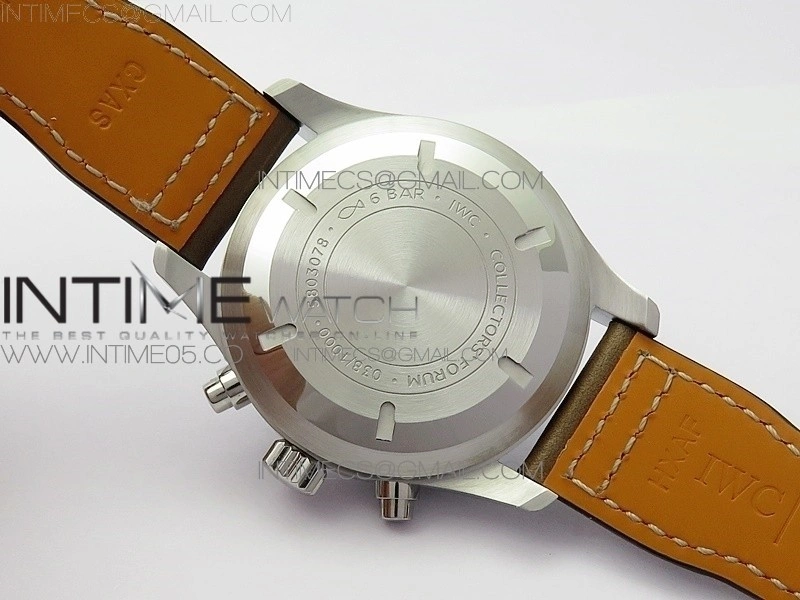 Pilot Chrono Spitfire IW377726 SS ZF 1:1 Best Edition Green Dial on Brown Leather Strap A7750