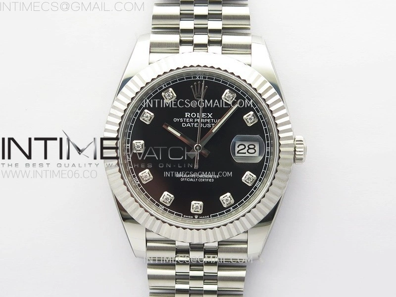 DateJust 41 126334 904L Steel NTF 1:1 Best Edition Black Dial Crystals Makers on Jubilee Bracelet VR3235