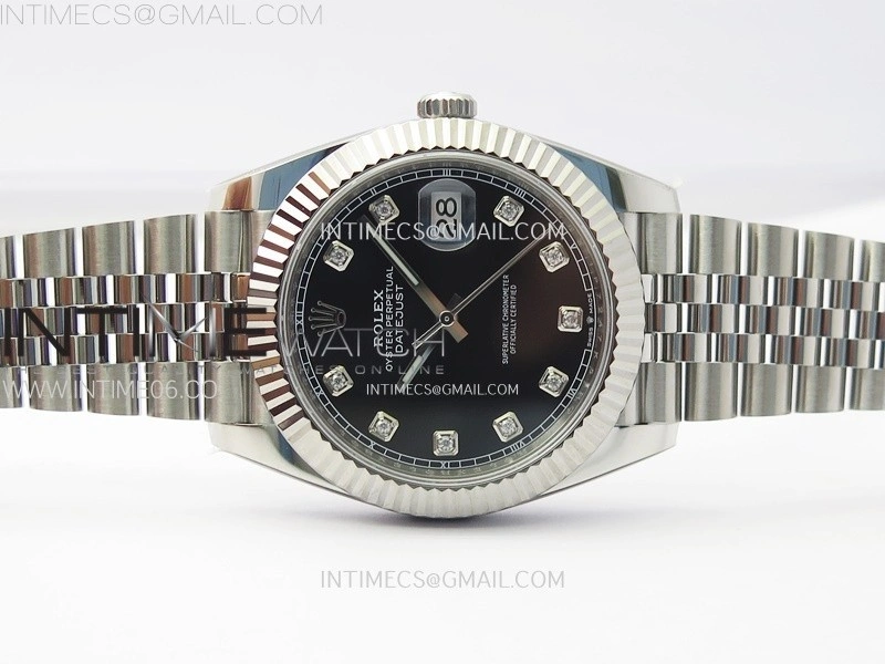 DateJust 41 126334 904L Steel NTF 1:1 Best Edition Black Dial Crystals Makers on Jubilee Bracelet VR3235