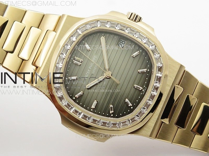 Nautilus 5711 1R T Crystal Bezel PPF V4 1:1 Best Edition Brown Textured Dial on RG Bracelet 324CS