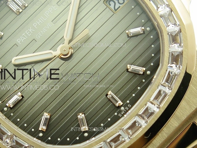 Nautilus 5711 1R T Crystal Bezel PPF V4 1:1 Best Edition Brown Textured Dial on RG Bracelet 324CS