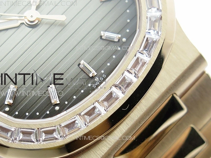 Nautilus 5711 1R T Crystal Bezel PPF V4 1:1 Best Edition Brown Textured Dial on RG Bracelet 324CS