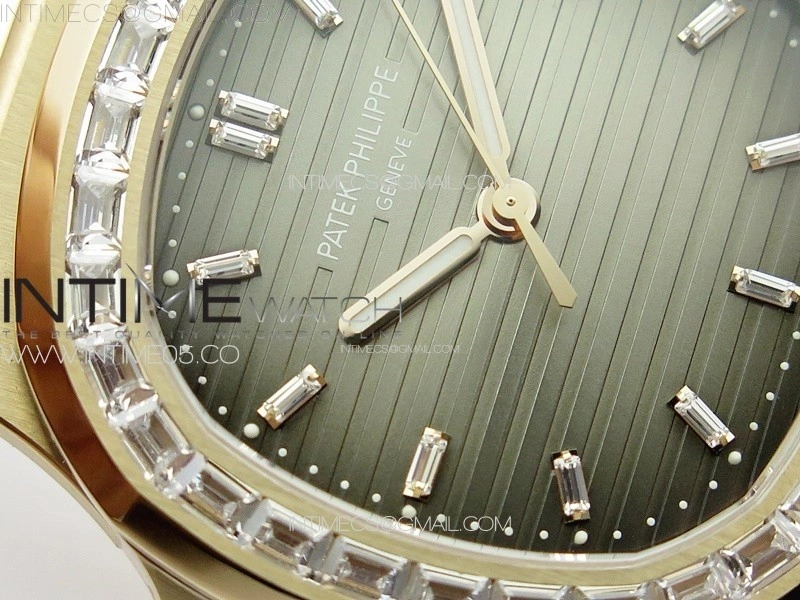 Nautilus 5711 1R T Crystal Bezel PPF V4 1:1 Best Edition Brown Textured Dial on RG Bracelet 324CS