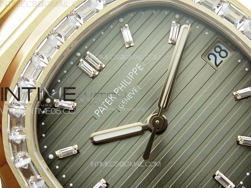 Nautilus 5711 1R T Crystal Bezel PPF V4 1:1 Best Edition Brown Textured Dial on RG Bracelet 324CS