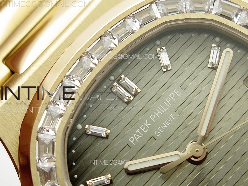 Nautilus 5711 1R T Crystal Bezel PPF V4 1:1 Best Edition Brown Textured Dial on RG Bracelet 324CS