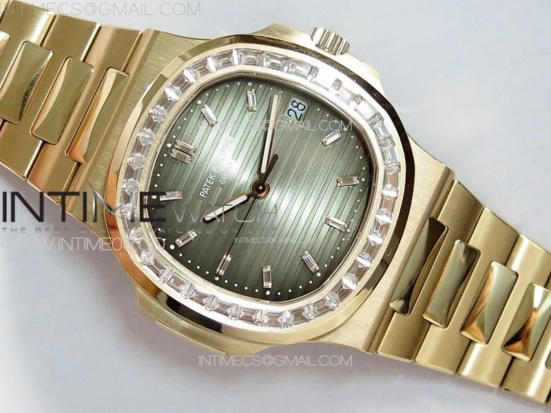 Nautilus 5711 1R T Crystal Bezel PPF V4 1:1 Best Edition Brown Textured Dial on RG Bracelet 324CS