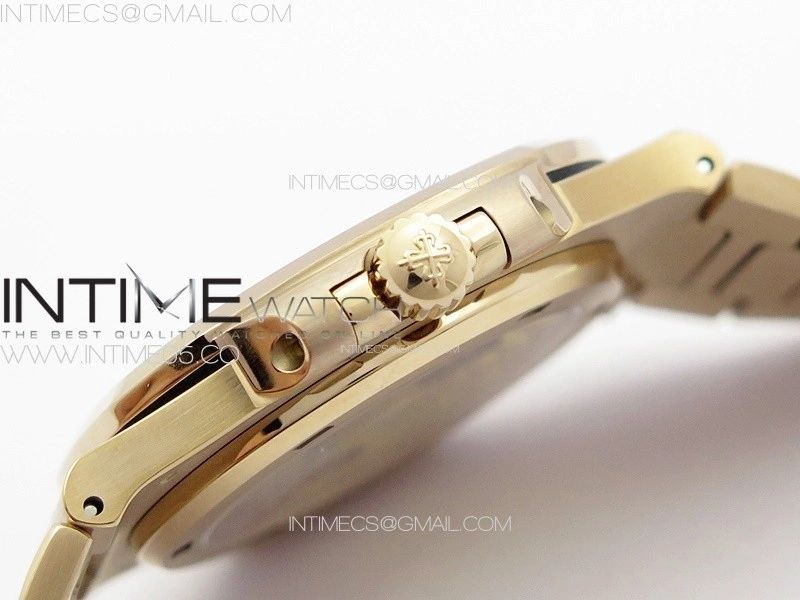 Nautilus 5711 1R T Crystal Bezel PPF V4 1:1 Best Edition Brown Textured Dial on RG Bracelet 324CS