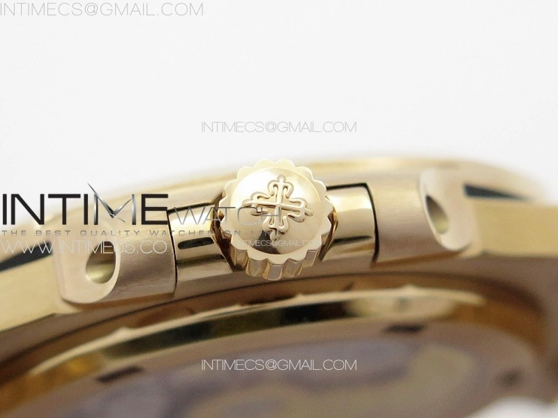 Nautilus 5711 1R T Crystal Bezel PPF V4 1:1 Best Edition Brown Textured Dial on RG Bracelet 324CS
