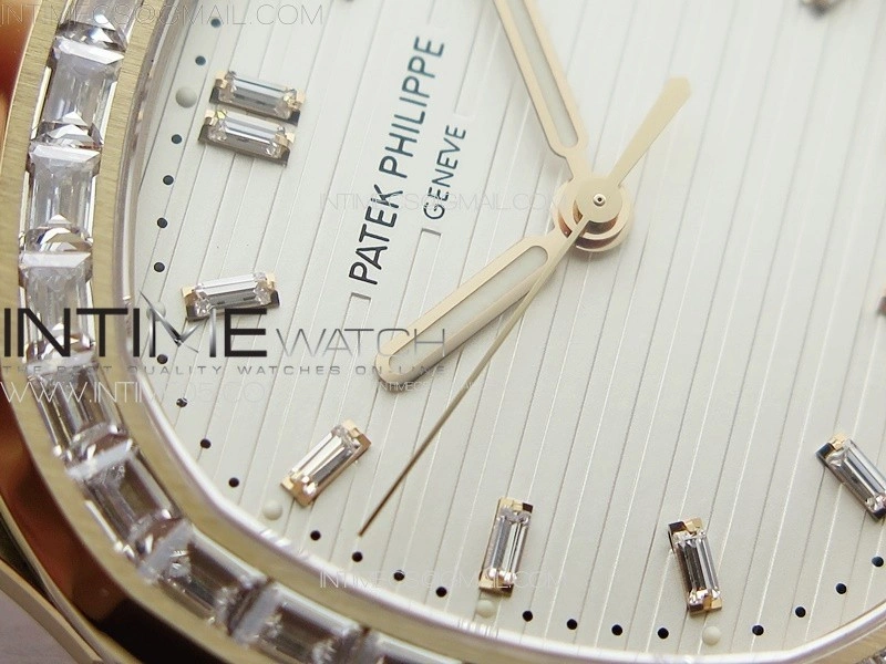 Nautilus 5711 1R T Crystal Bezel PPF V4 1:1 Best Edition White Textured Dial on RG Bracelet 324CS