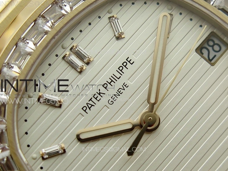 Nautilus 5711 1R T Crystal Bezel PPF V4 1:1 Best Edition White Textured Dial on RG Bracelet 324CS