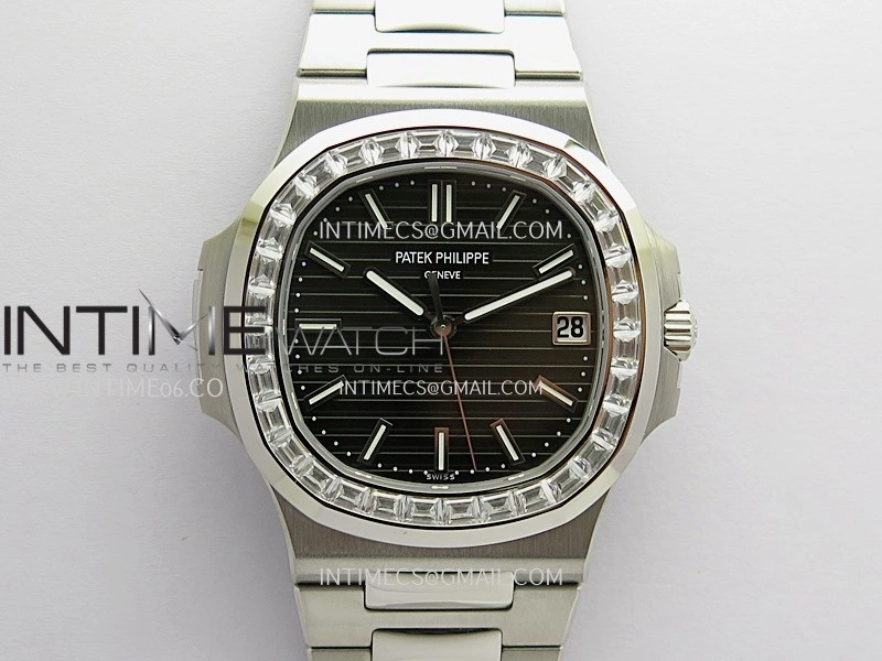 Nautilus 5711 T Diamond Bezel DDF 1:1 Best Edition Black Dial On SS Bracelet Super Clone DD324