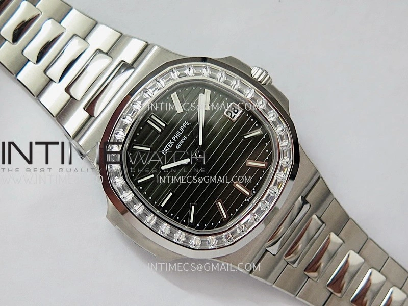 Nautilus 5711 T Diamond Bezel DDF 1:1 Best Edition Black Dial On SS Bracelet Super Clone DD324