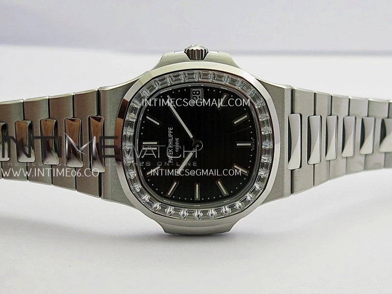 Nautilus 5711 T Diamond Bezel DDF 1:1 Best Edition Black Dial On SS Bracelet Super Clone DD324