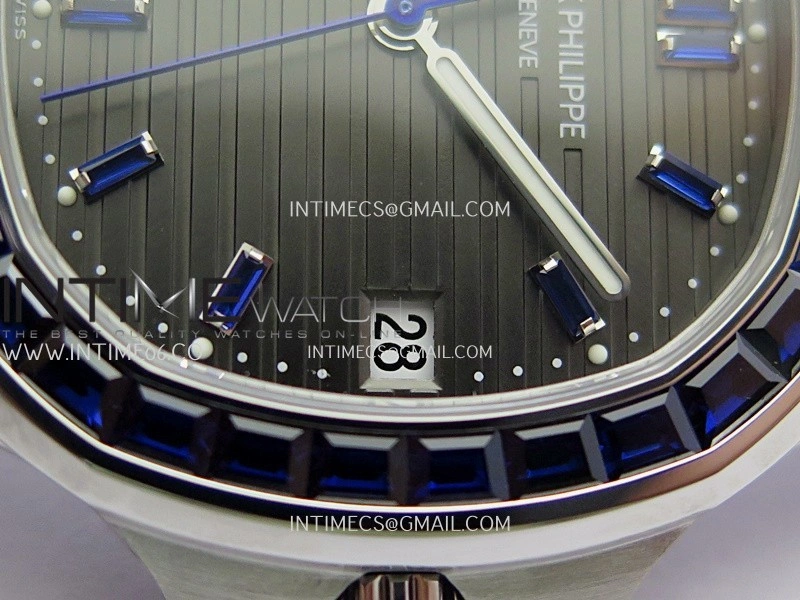 Nautilus 5711 1A Blue T Diamond SS GRF 1:1 Best Edition Gray Textured Dial On SS Bracelet Asian 26-330