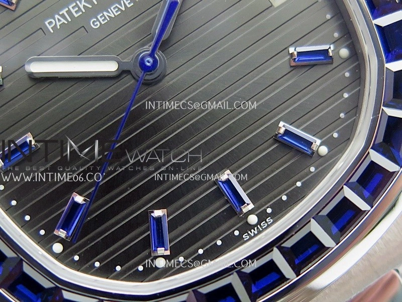 Nautilus 5711 1A Blue T Diamond SS GRF 1:1 Best Edition Gray Textured Dial On SS Bracelet Asian 26-330