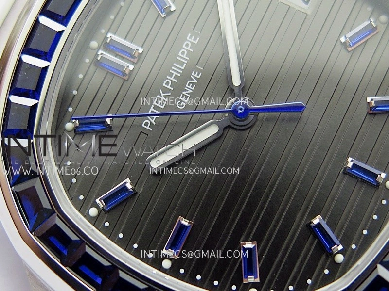 Nautilus 5711 1A Blue T Diamond SS GRF 1:1 Best Edition Gray Textured Dial On SS Bracelet Asian 26-330