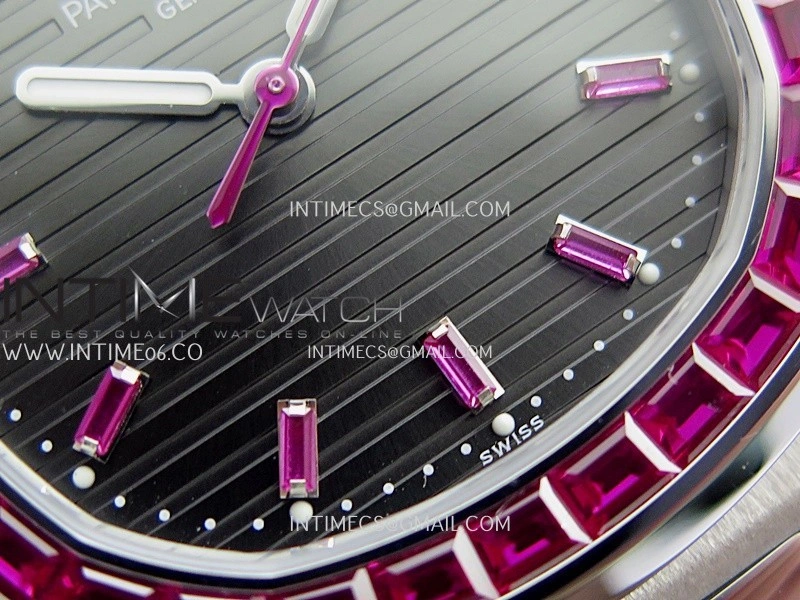 Nautilus 5711 1A Red T Diamond SS GRF 1:1 Best Edition Gray Textured Dial On SS Bracelet Asian 26-330