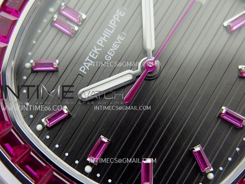 Nautilus 5711 1A Red T Diamond SS GRF 1:1 Best Edition Gray Textured Dial On SS Bracelet Asian 26-330