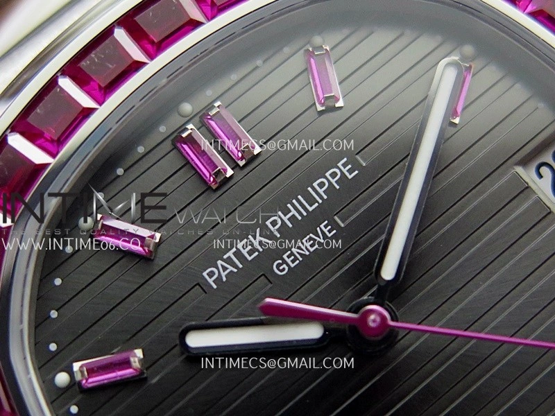 Nautilus 5711 1A Red T Diamond SS GRF 1:1 Best Edition Gray Textured Dial On SS Bracelet Asian 26-330
