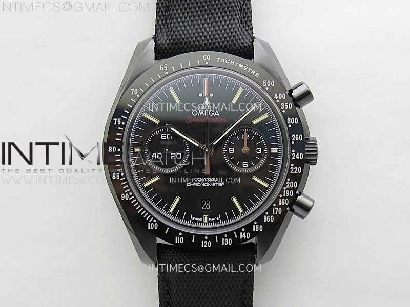 Speedmaster "Dark Side of The Moon" Real Ceramic N1F 1:1 Best Edition Black Dial on Black Nylon Strap A9300