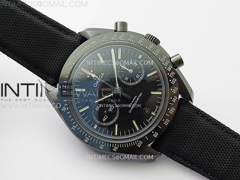 Speedmaster "Dark Side of The Moon" Real Ceramic N1F 1:1 Best Edition Black Dial on Black Nylon Strap A9300
