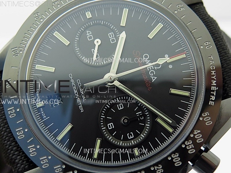 Speedmaster "Dark Side of The Moon" Real Ceramic N1F 1:1 Best Edition Black Dial on Black Nylon Strap A9300