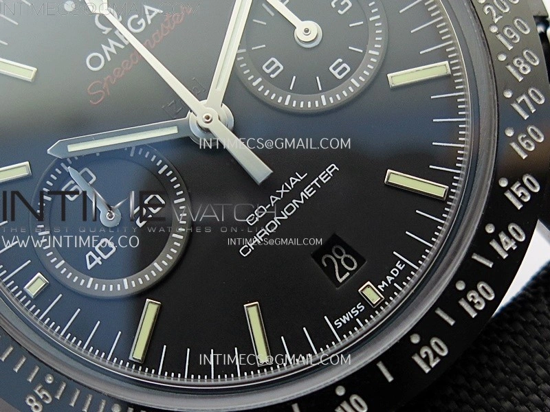 Speedmaster "Dark Side of The Moon" Real Ceramic N1F 1:1 Best Edition Black Dial on Black Nylon Strap A9300
