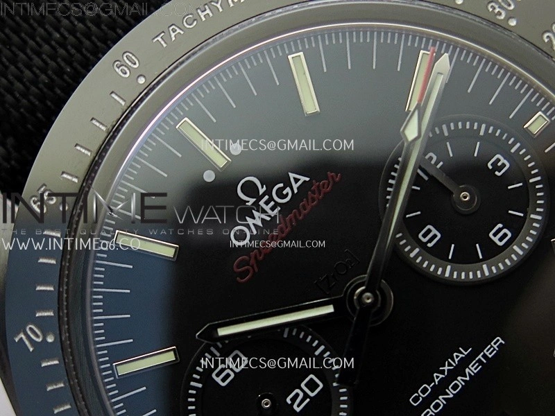 Speedmaster "Dark Side of The Moon" Real Ceramic N1F 1:1 Best Edition Black Dial on Black Nylon Strap A9300