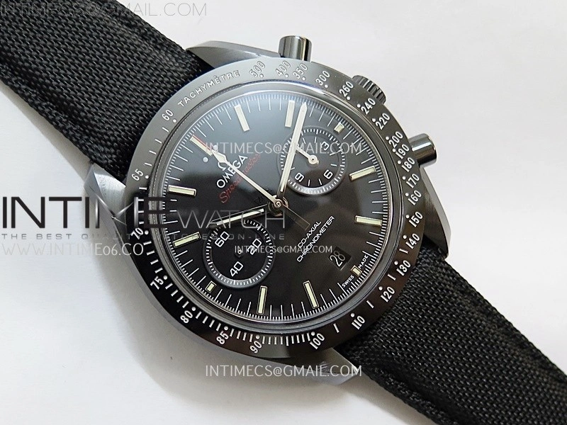 Speedmaster "Dark Side of The Moon" Real Ceramic N1F 1:1 Best Edition Black Dial on Black Nylon Strap A9300