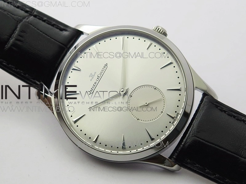 Master Ultra Thin Small Second SS ZF 1:1 Best Edition Silver Dial on Black Leather Strap A896
