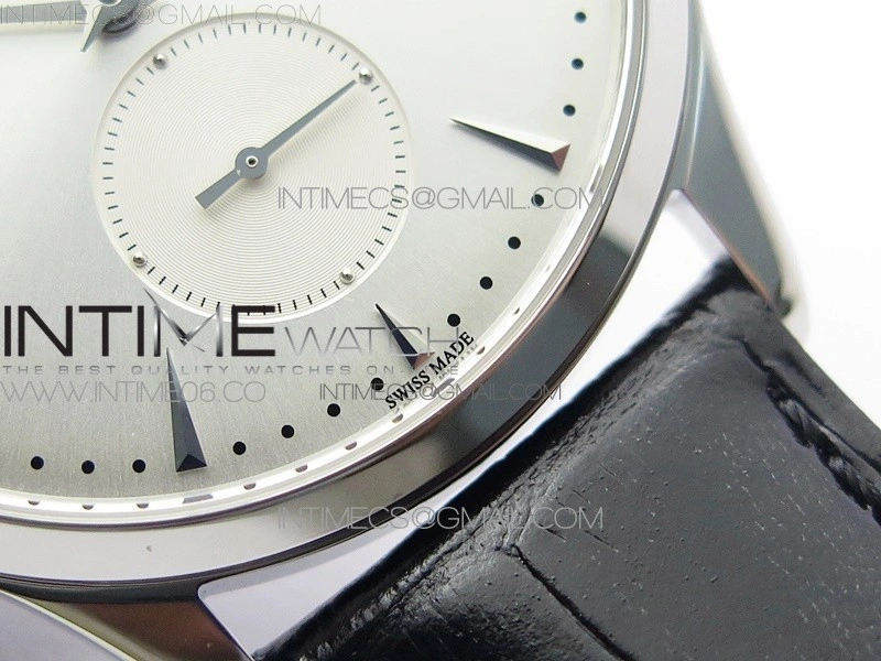Master Ultra Thin Small Second SS ZF 1:1 Best Edition Silver Dial on Black Leather Strap A896