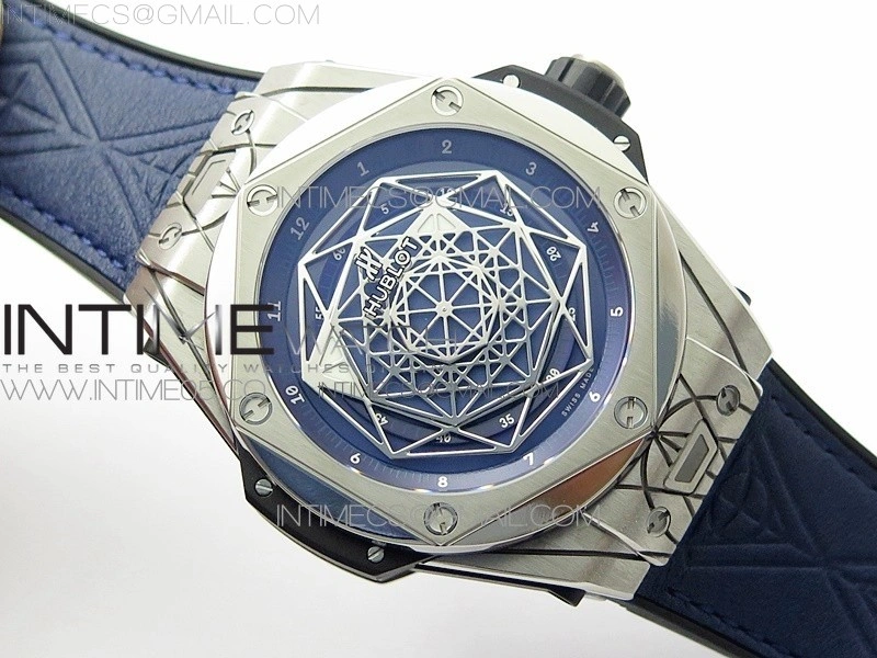 Big Bang Sang Bleu Ti WWF 1:1 Best Edition Blue Skeletonal Dial On Blue Gummy Strap Asian HB1213 V2