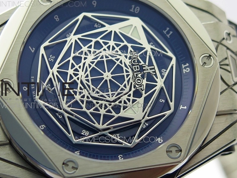 Big Bang Sang Bleu Ti WWF 1:1 Best Edition Blue Skeletonal Dial On Blue Gummy Strap Asian HB1213 V2