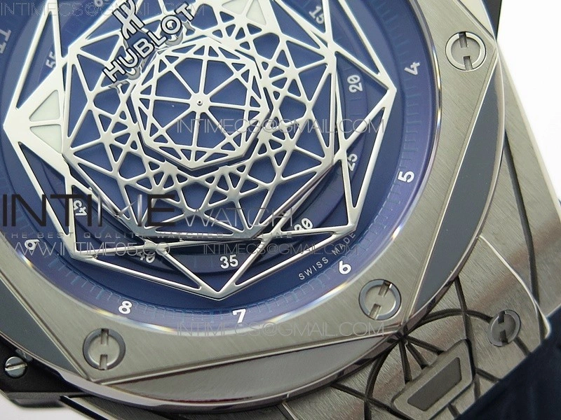Big Bang Sang Bleu Ti WWF 1:1 Best Edition Blue Skeletonal Dial On Blue Gummy Strap Asian HB1213 V2