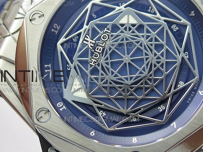 Big Bang Sang Bleu Ti WWF 1:1 Best Edition Blue Skeletonal Dial On Blue Gummy Strap Asian HB1213 V2