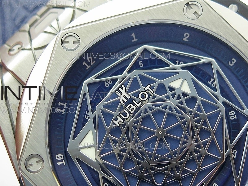 Big Bang Sang Bleu Ti WWF 1:1 Best Edition Blue Skeletonal Dial On Blue Gummy Strap Asian HB1213 V2