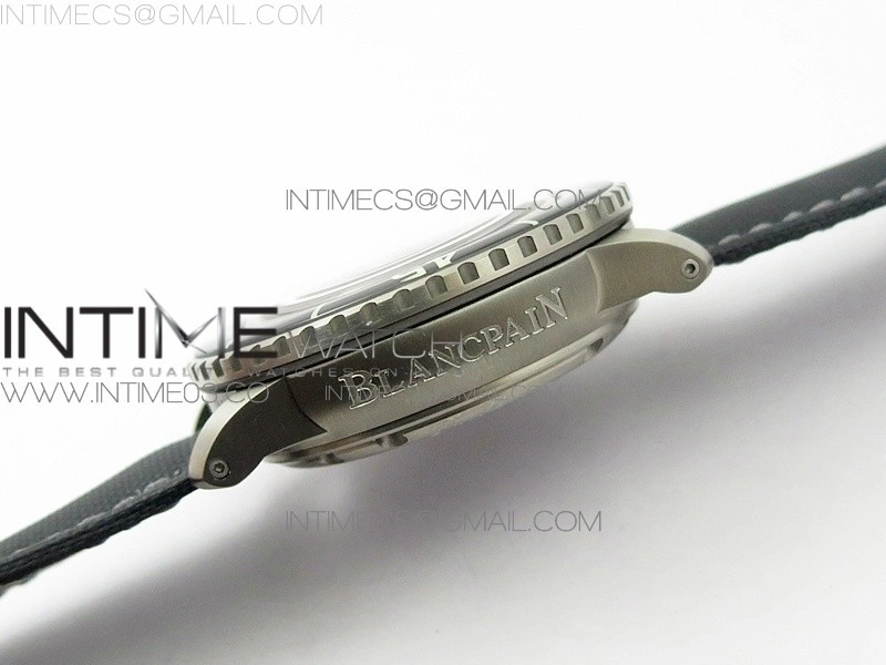 Fifty Fathoms Titanium Big Date Black HGF Best Edition Black Dial on Sail-canvas Strap A6918B