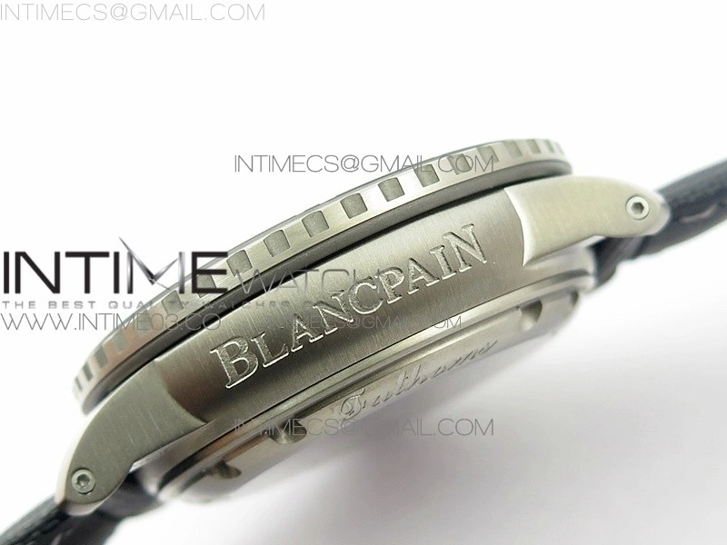 Fifty Fathoms Titanium Big Date Black HGF Best Edition Black Dial on Sail-canvas Strap A6918B