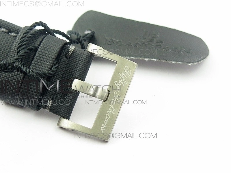 Fifty Fathoms Titanium Big Date Black HGF Best Edition Black Dial on Sail-canvas Strap A6918B