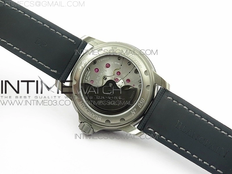 Fifty Fathoms Titanium Big Date Black HGF Best Edition Black Dial on Sail-canvas Strap A6918B