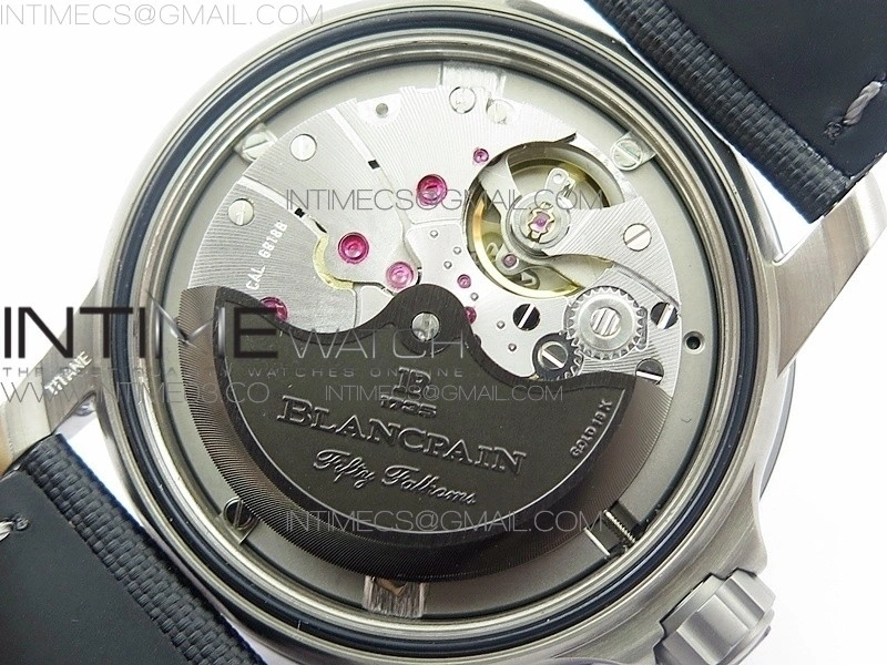 Fifty Fathoms Titanium Big Date Black HGF Best Edition Black Dial on Sail-canvas Strap A6918B