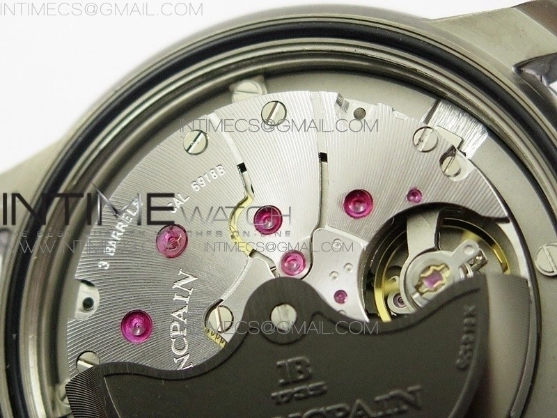 Fifty Fathoms Titanium Big Date Black HGF Best Edition Black Dial on Sail-canvas Strap A6918B